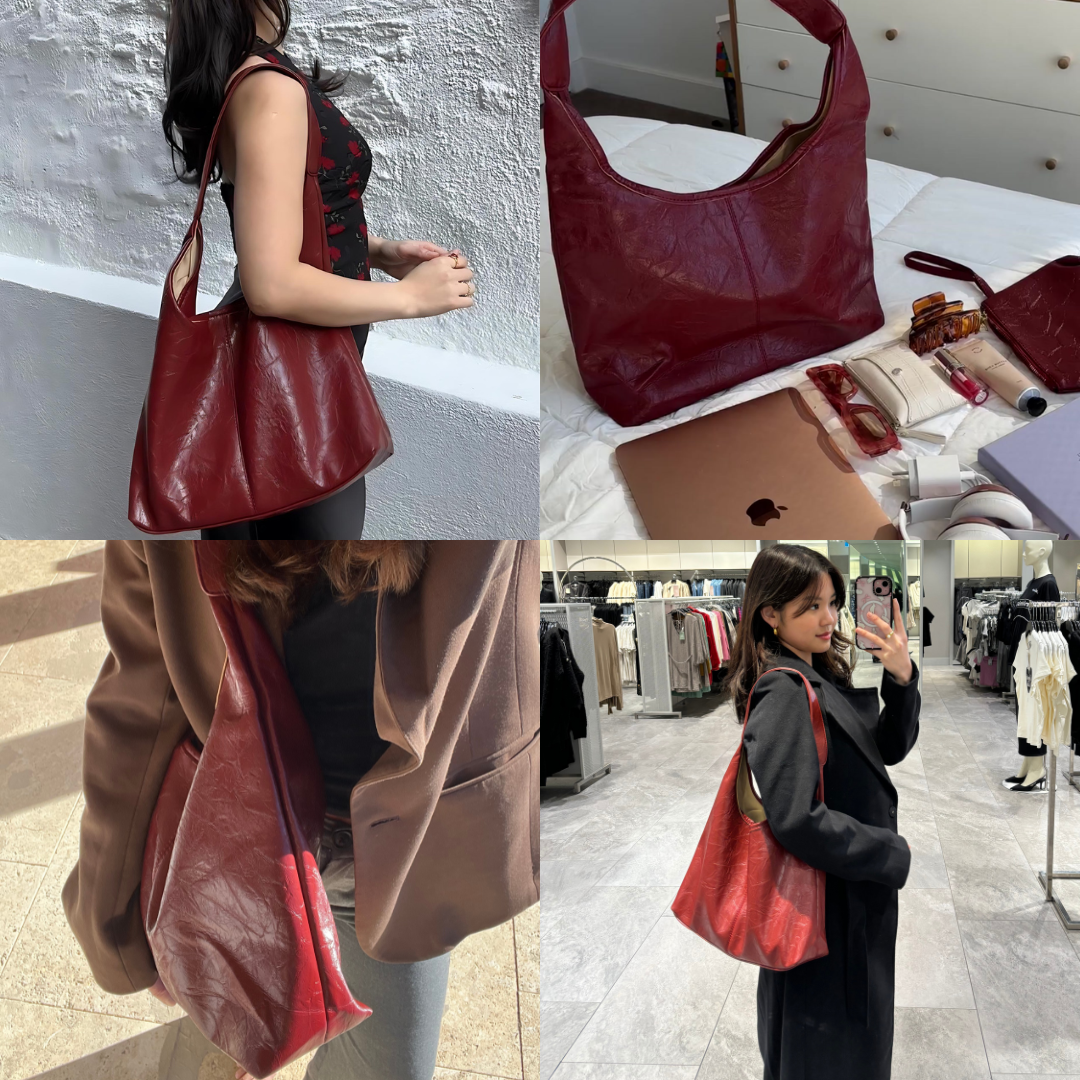 Distressed leather tote bag best sale